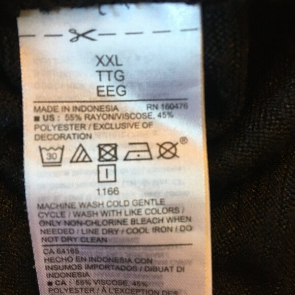 Old Navy Top Womens XXL Black Burnout Knit Crochet Detail Henley Vneck - Picture 6 of 9